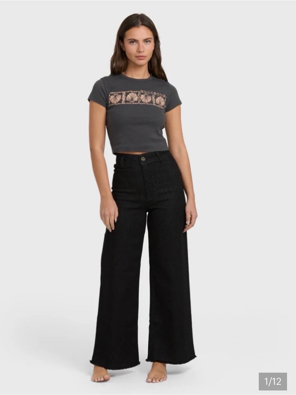 Billabong free fall High-Waist Wide Leg Black Jeans pants